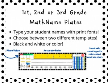 Polka dot math name plate templates preview